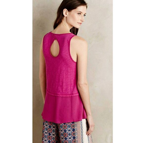 Anthropologie Tank Top Henley Pink Small - Picture 4 of 5